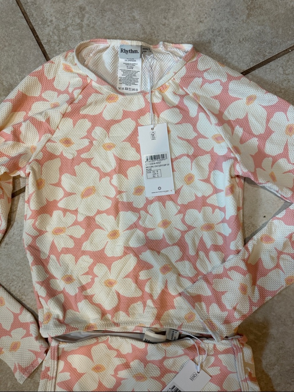 NWT! Free People Rhythm Long Sleeve Surf Crop Boyshort Bikini Bathing Suit S - Picture 8 of 10